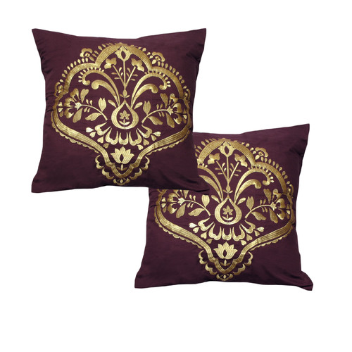 Pair of Oriental Style European Pillowcases Henna Plum - Main Image