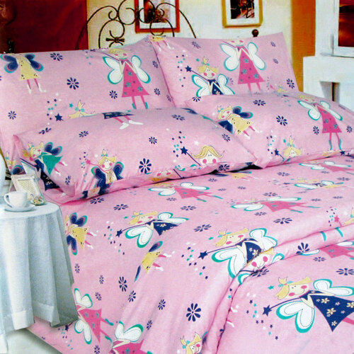 280TC Easy Care Kids Polyester Cotton Printed Quilt Cover Set Pink Fairies Single - Main Image