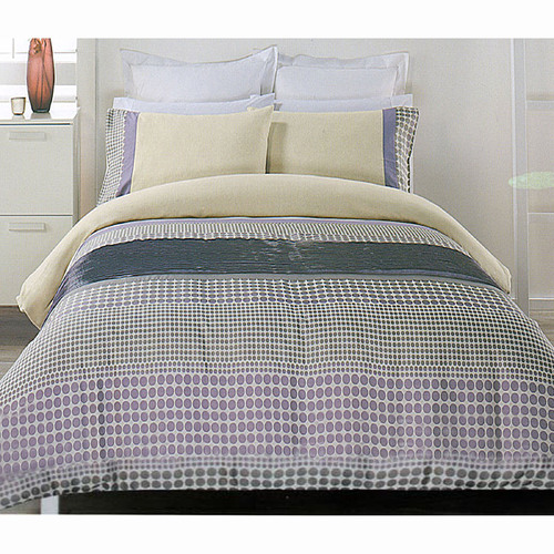 Brie Lilac Grey Quilt Cover Set QUEEN - Main Image