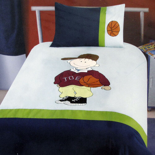 Dude Basketball Embroidered Quilt Cover Set Single - Main Image