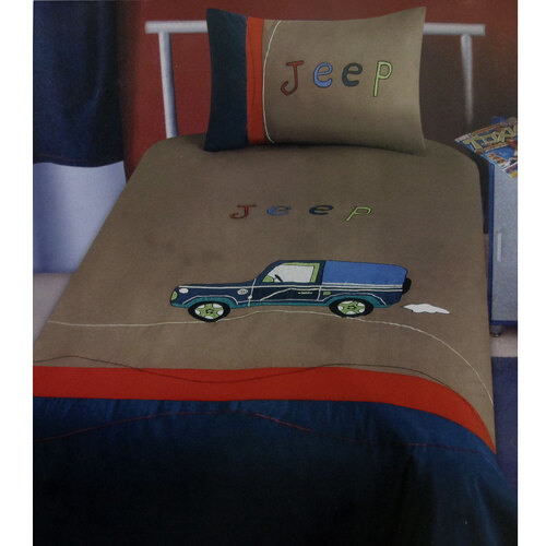 Jeep Wrangler Embroidered Quilt Cover Set Single - Main Image