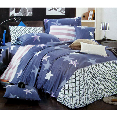 310TC Starry Love Cotton Printed Quilt Cover Set Single - Main Image
