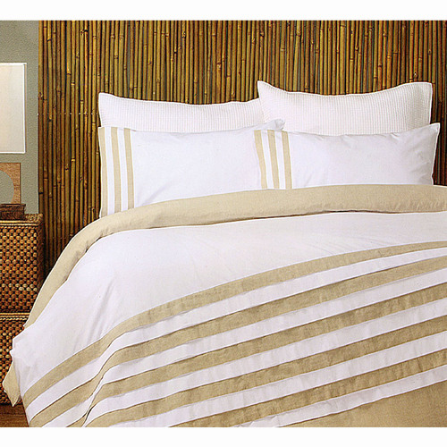 Turin White Linen Quilt Cover Set QUEEN - Main Image