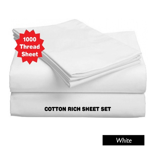 Accessorize 1000TC Cotton Rich Sheet Set White King - Main Image