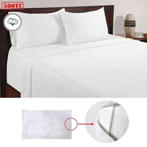 500TC 100% Cotton Sheet Set White Queen - Main Image