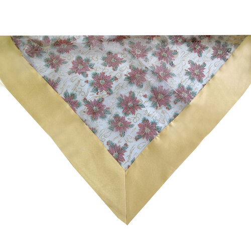 Gold Poinsettia Sheer Organza Glitter Table Cloth 150 x 305 cm - Main Image