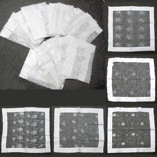 White Sequined Organza Glitter Table Cloth Topper 90 x 90 cm - Main Image
