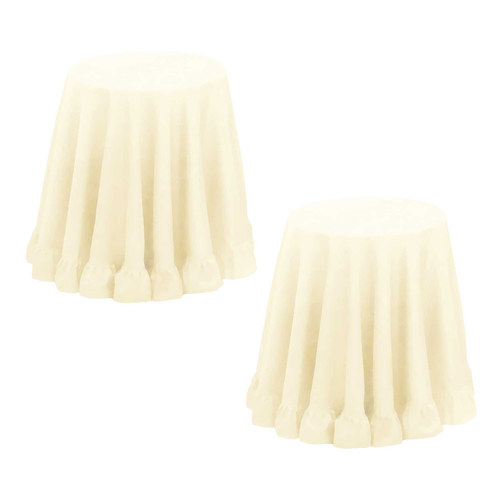 Set of 2 Round 180cm Ruffled Table Cloth Cream - Main Image