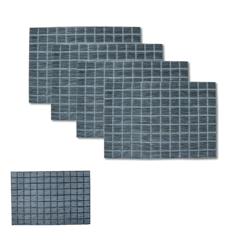 Choice Set of 4 Reversible PVC Table Placemats Checkered Grey - Main Image