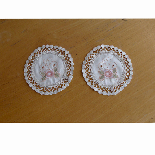 Set of 2 Embroidered Doilies Floral 10 - Main Image