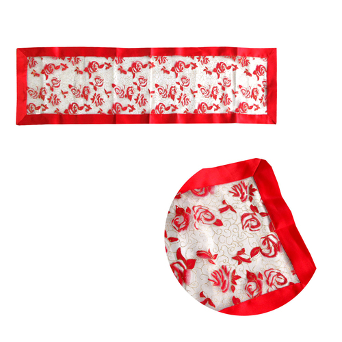Red Rosie Sheer Organza Glitter Table Runner 40 x 138 cm Red - Main Image