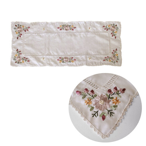 Victoriana Cream Applique Embroidered Table Runner 40 x 90 cm - Main Image