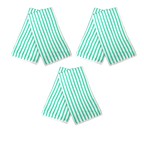 Set of 6 Microfibre Striped Tea Towels Green - Main Image