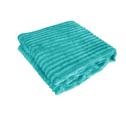 240GSM Corduroy Striped Throw Rug Emerald Green - Main Image