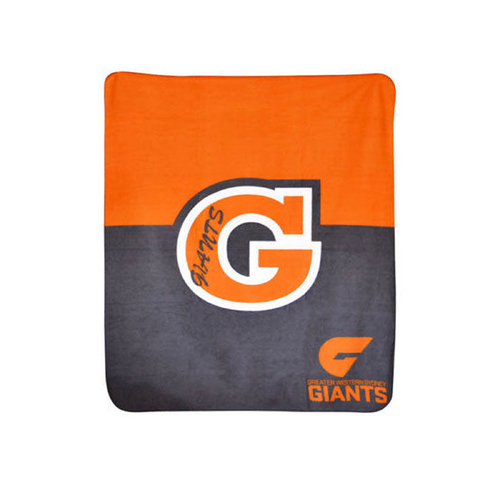 AFL Licensed Polar Fleece Throw GWS Giants Print - Main Image