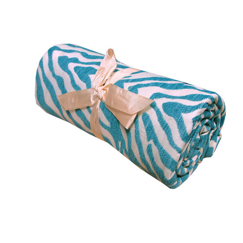 Zebra Chenille Textured Throw Rug Aqua - Main Image