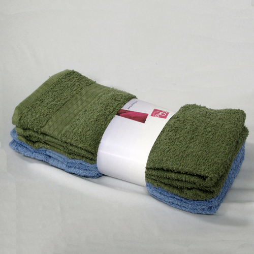 Set of 4 Budget Cotton Hand Towels 42 x 67 cm Olive Blue - Main Image