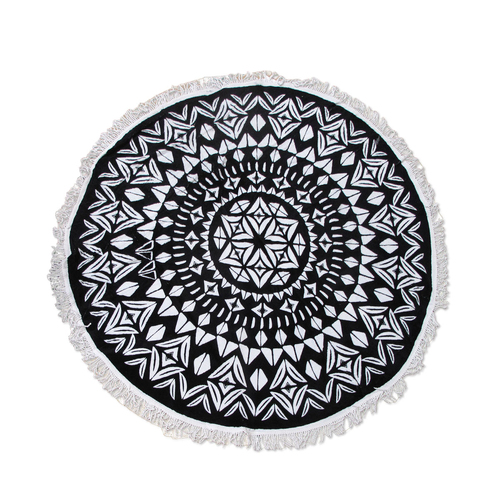 Ezra Hexagon 100% Cotton Round Beach Towel - Main Image