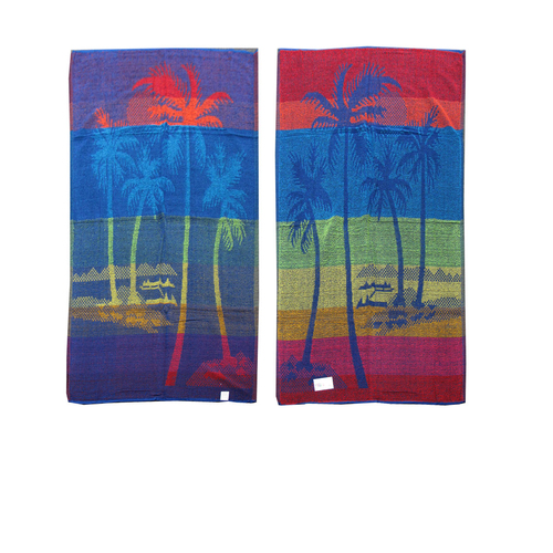 Set of 4 Imperfect Jacquard Terry Beach Towels Palm Tree - Main Image