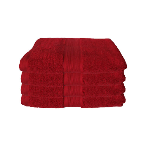 650gsm Casual Elegance Set of 4 Cotton Bath Towels Red 78x136cm - Main Image