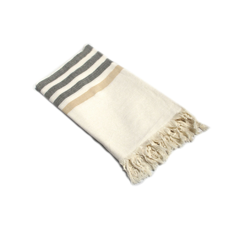 Fringe Turkish Towel Wide Stripes Black Taupe - Main Image