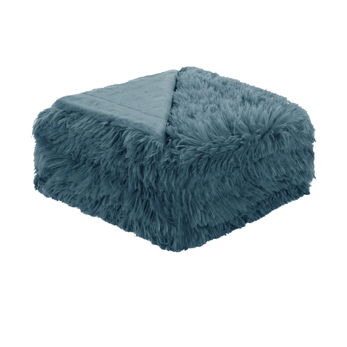 Hotel Living Soft Shaggy Long Hair Blanket Queen Dusk Blue - Main Image