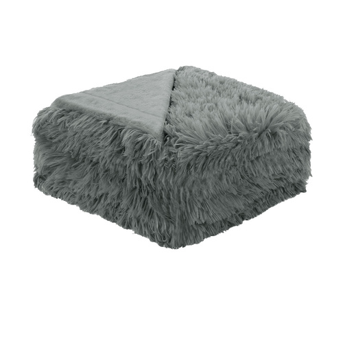 Hotel Living Soft Shaggy Long Hair Blanket Queen Grey - Main Image