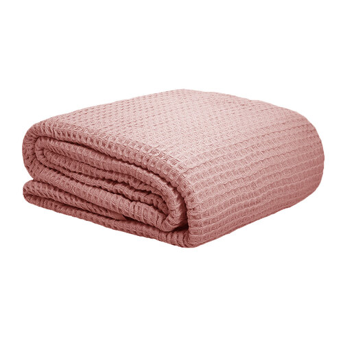 Cotton Waffle Blanket Dusty Pink Single - Main Image
