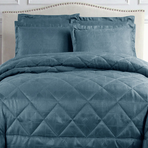 Hotel Living Eli Jacquard Comforter Set Queen Blue - Main Image
