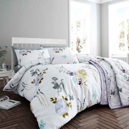 Flora Lilac Quilt Cover Set Queen - Main Image