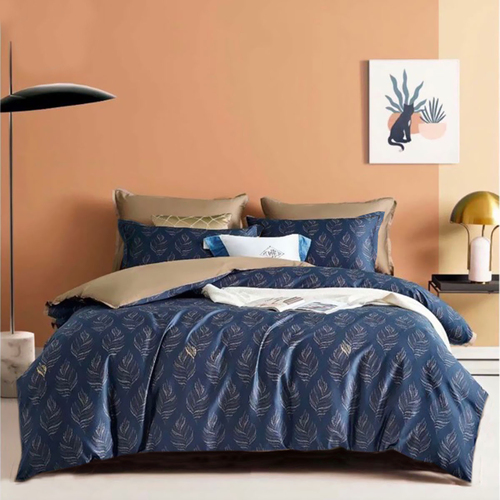 400TC Cotton Sateen Quilt Cover Set Foliole Queen - Main Image