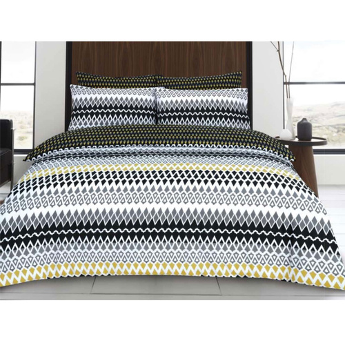 Gene Digital Black Quilt Cover Set King - Main Image