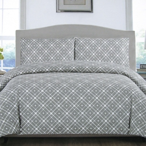 Artex Grey Stars Quilt Cover Set Queen - Main Image