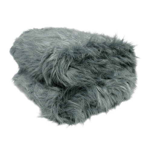 Natural Tone Faux Fur Long Hair Extra Large Throw Blanket Grey - Main Image