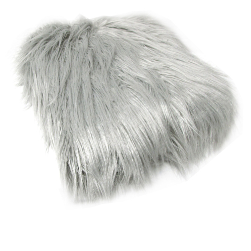 Faux Fur Long Hair Throw Rug Silver - Main Image