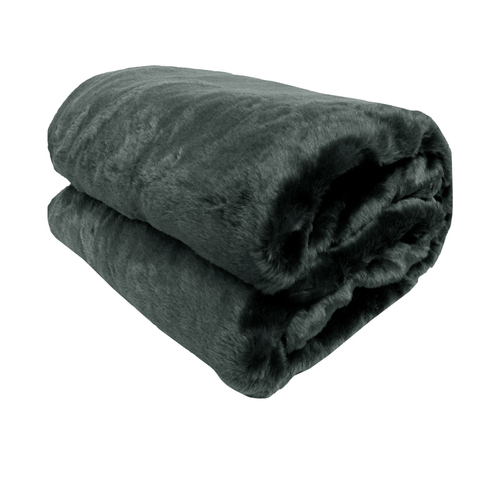 Faux Mink Throw Rug Charcoal - Main Image