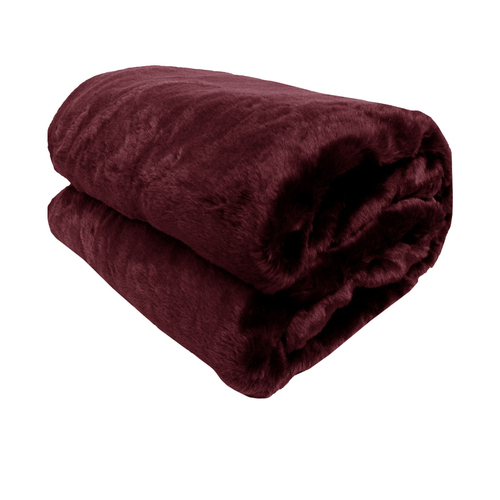 Faux Mink Throw Rug Wine - Main Image