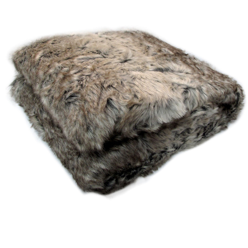 Faux Fur Animal Assorted Throw Rug Wolf - Main Image