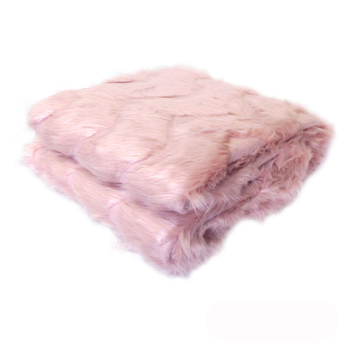 Riley Modern Pattern Faux Fur Throw Rug 127 x 152 cm Pink Chevron - Main Image