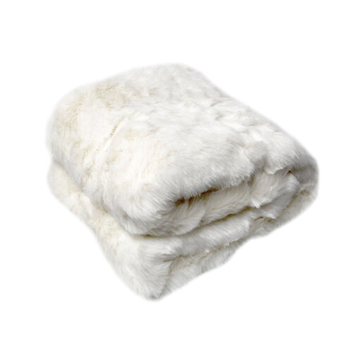 Radisson Arctic Fox Off White Luxury Animal Faux Fur Throw Rug 127 x 152 cm - Main Image