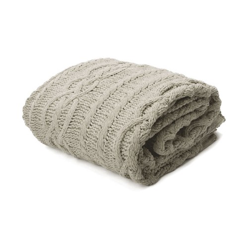 Asher Taupe Knitted Throw Rug - Main Image