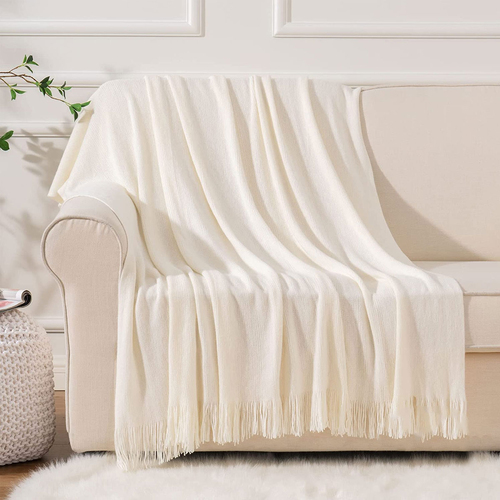 Bahamas Ivory Woven Throw Rug - Main Image