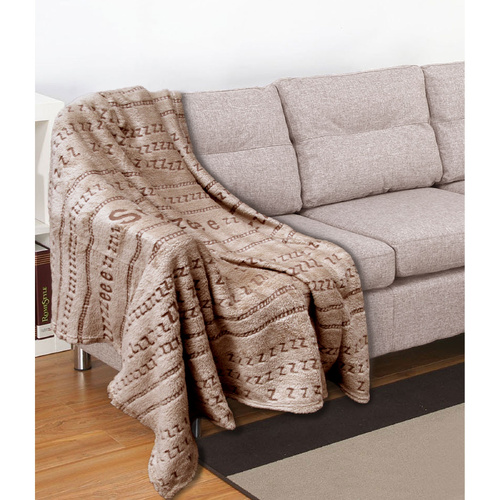 Embossed Print Throw Latte Snooze - Main Image