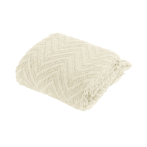 Ezra Cream Knitted Throw Rug - Main Image