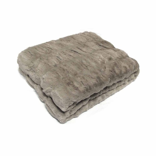 Harper Soft Ruched Pattern Faux Fur Throw Rug 127 x 152 cm Mocha - Main Image