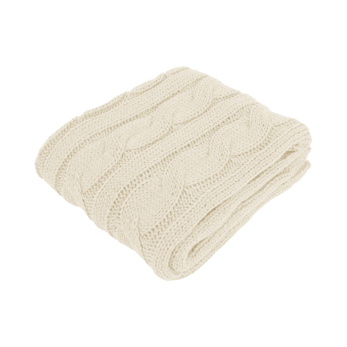 Hudson Cream Knitted Throw Rug - Main Image
