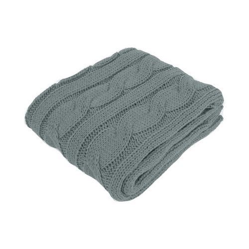Hudson Grey Knitted Throw Rug - Main Image