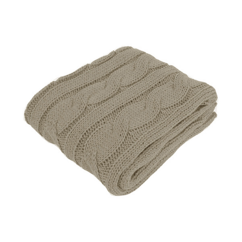 Hudson Latte Knitted Throw Rug - Main Image