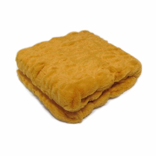 Meadow Soft Faux Fur Throw Rug 127 x 152 cm Mustard - Main Image