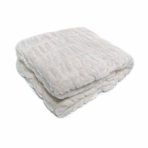 Meadow Soft Faux Fur Throw Rug 127 x 152 cm Off White - Main Image